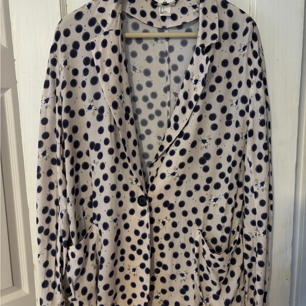 Anna Glover x H&M Cream and Navy Polka Dot Blazer